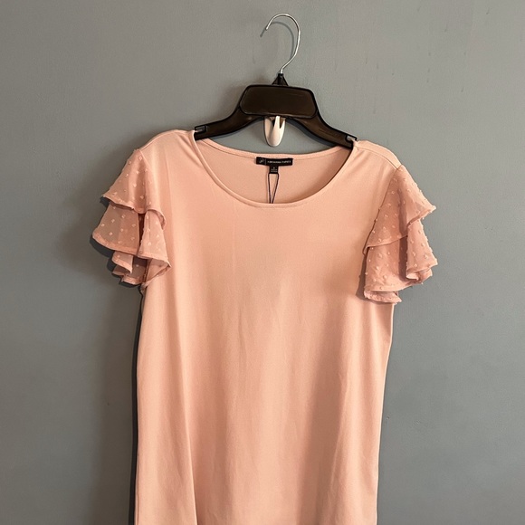 SELLING ADRIANNA PAPELL BLOUSE FOR WOMEN SIZE S COLOR CHAMPAGNE FLUTTER SLEEVE - Picture 5 of 8